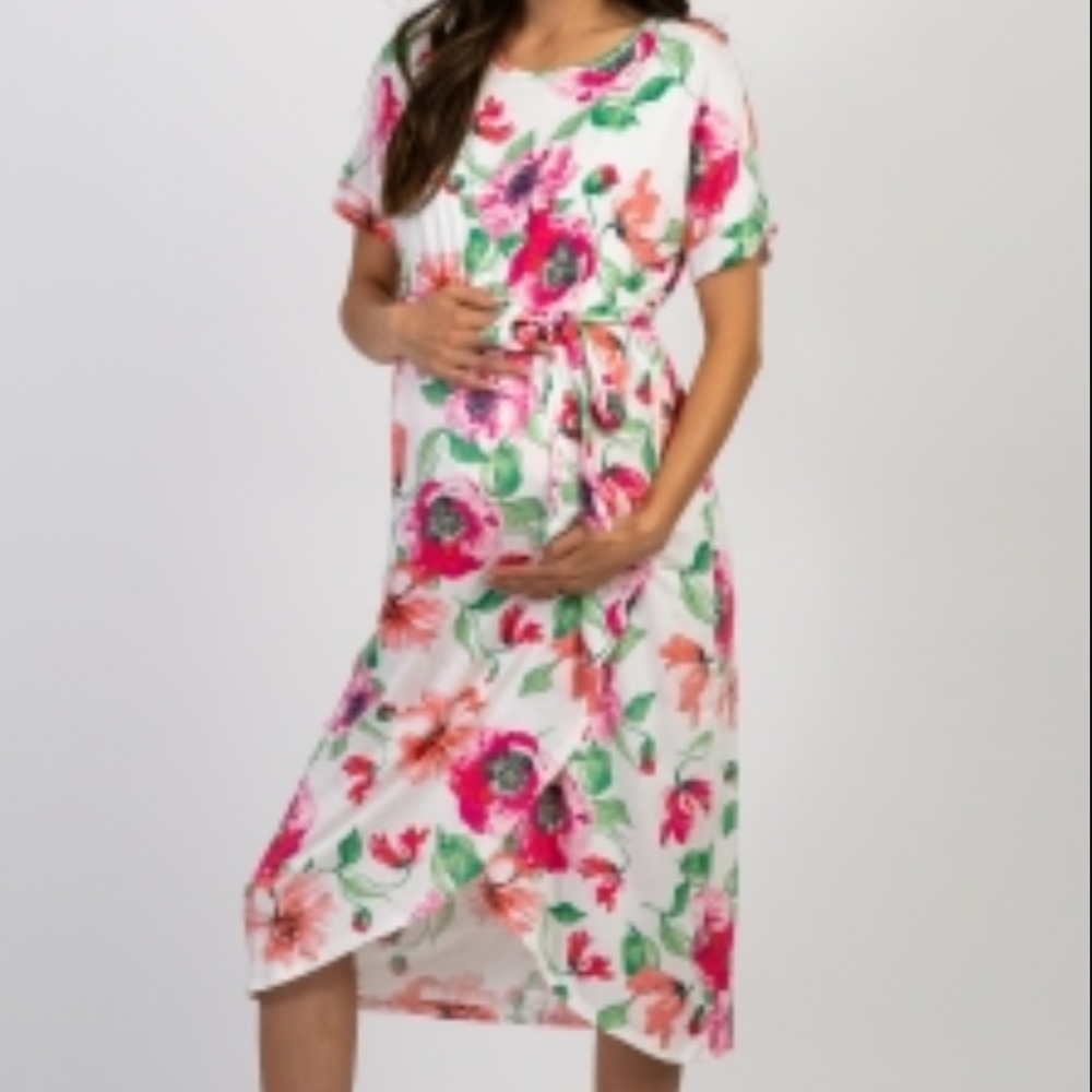 Pink Blush floral maternity dress